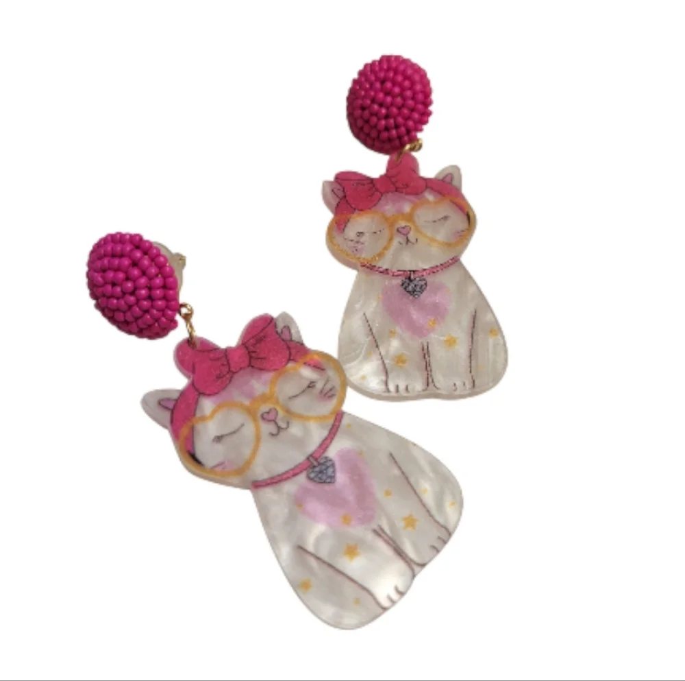 Whimsical Cat Earrings - Picture 1 of 4